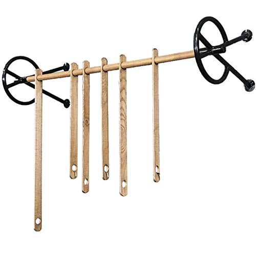 Kleiderstange aus Holz, Wand-Kleiderständer, Kleiderständer, Garderobenständer mit 6 Hängebrettern, Kleiderbügelaufbewahrung für die Präsentation von Kleidung (Größe: 80 x 41 x 24 cm) Feito na China