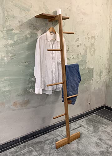 TIDYBOY Stummer Diener aus Holz, Design Kleiderleiter, Herrendiener & Modern Stiller Diener für Damen und Herren, Dekoleiter, Kleiderständer, Schlafzimmer Möbel & Kleiderablage Handgemacht (Geölt)