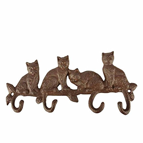 Esschert Design LH180 Kleiderhaken Katzen, Gusseisen, Antik-Braun