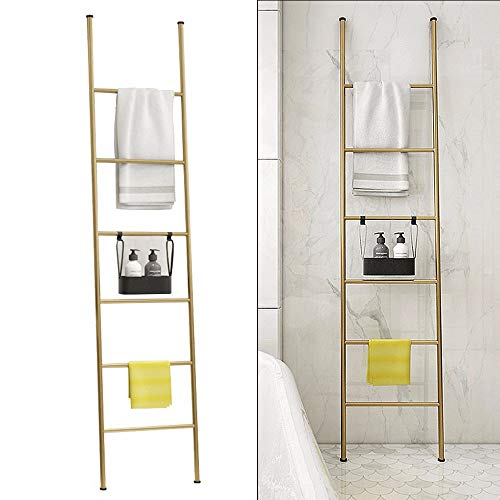 Handtuchleiter aus Rostfreiem Metall, Handtuchleiter Handtuchständer Leiter Handtuchhalter Regal mit 6 Stangen, Praktisches Kleiderständer für Handtüchern, Zeitschriften Gold