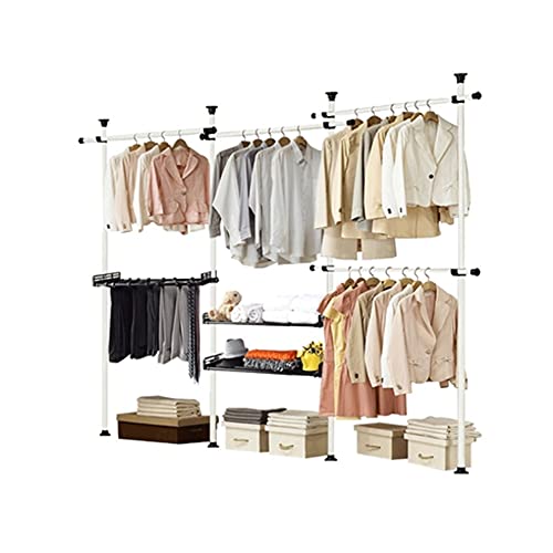 QIAOLI Kleidungsstück Rack Heavy Duty Wäscheständer Kleider Kleiderschrank Kompakt Extra Große Lager Rack Metall Kleidung Rack