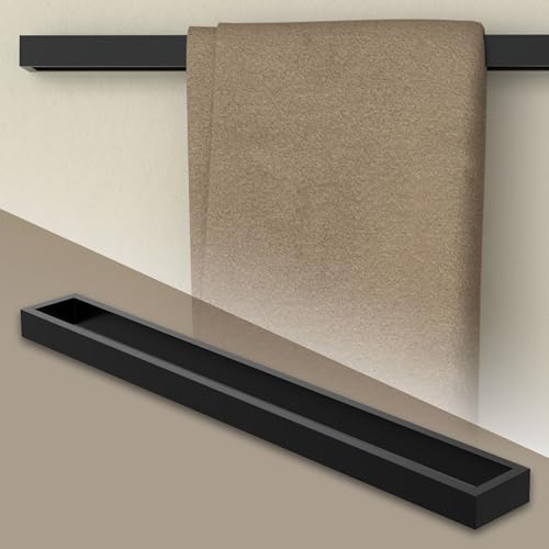 ML-Design Handtuchhalter ohne Bohren 60 cm, Schwarz, aus Stahl, Wandmontage, Badetuchhalter Wand zum kleben für Badezimmer & Küche, Modern, Handtuchstange Wandhalter selbstklebend für Handtücher
