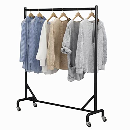 Generisch Rollbarer Kleiderständer auf Rädern, Stabiler Metallrahmen, freistehender Kleiderständer für Mäntel, Röcke, Kleider, Schlafzimmer & Wohnzimmer, schwarz, 120x40x155CM