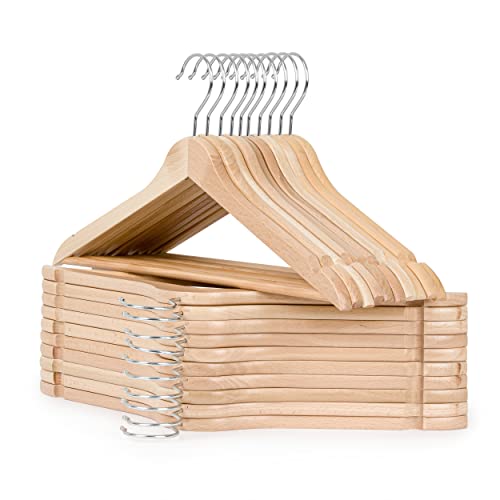 OGIVO Kleiderbügel Holz 20 Stück - Made in EU - Holzbügel natur für Ihren Garderobe - Haken um 360° drehbar - Einkerbungen im Schulterbereich - Hangers Clothes