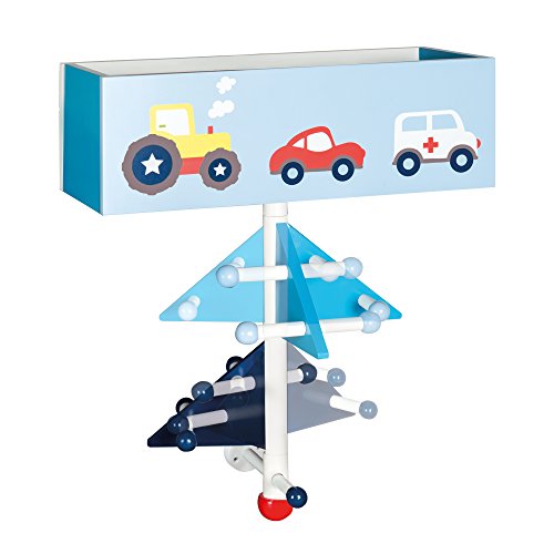 roba Kindergarderobe Rennfahrer aus Holz - Kinder Garderobe mit 9 Haken & 2 Fächern - Garderobenleiste zur Wandmontage - Fahrzeug Design blau lackiert / bedruckt