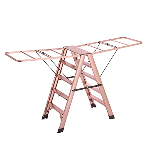 DRSM Leiter 3-Stufen-/4-Stufen-Aluminiumlegierung, tragbare Klappleiter + Wäscheständer, Mehrzweckleiter, Verlängerungsleiter, klappbare Metall-Stehleiter, Teleskopleiter, klappbare Stufe, Mehrfarbig