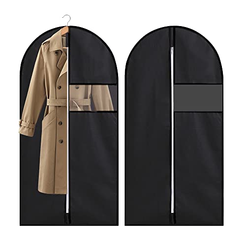 UYUYong 2 Stücke Kleidersack Schwarz 120 x 60 cm Reisen Kleiderhüllen mit Reißverschluss Atmungsaktiv Anzugtasche Mottenfest Lang Kleidersäcke für Lange Kleider Hemden Anzüge Jacke