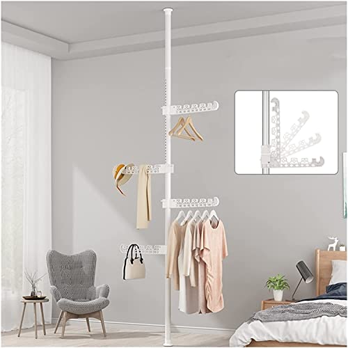 Kleiderständer Kleiderständer Freistehend, Bürohüte Baum Aufhänger, Kleiderständer 360 Grad drehbarer Kleiderständer Klappbarer Kleiderständer Nicht-Loch-Teleskopstange Edelstahl-Kleiderstän