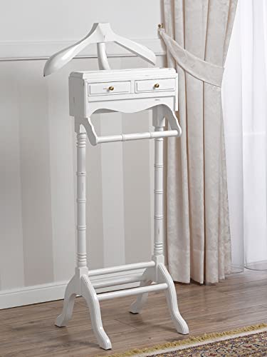 Simone Guarracino Luxury Design Herrendiener Albert Kleiderständer 2 Schubladen Shabby Chic Stil antik weiß