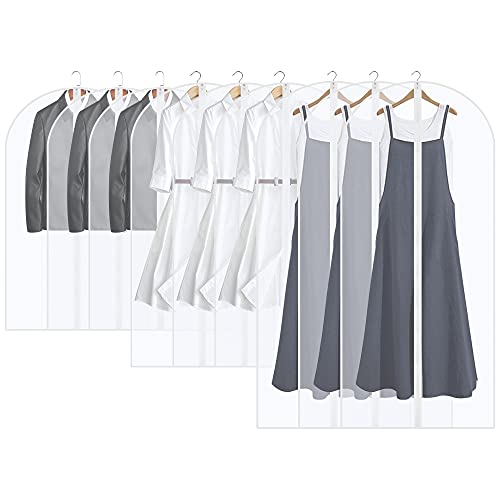 15 Stück Transparente Kleidersäcke Kleiderhüllen Abdeckung staubdicht Kleidersäcke mit Reißverschluss Jacke Mantel Kleider Abendkleider Anzug Schutz Kleiderhulle Anzug Schutzhülle
