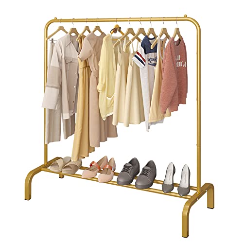 JIUYOTREE Kleiderständer 110 cm Metall Kleiderstange Kleiderstange Garderobe Untergestell für Mäntel, Röcke, Hemden, Pullover, Gold