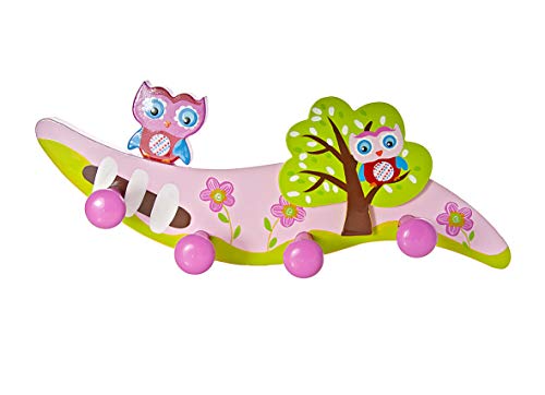 Mousehouse Gifts Kinder Wandhaken Kleiderhaken Rosa Eule für Mädchen Kinderzimmer