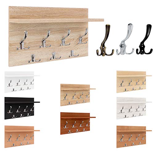 Epi-Tech Premium Garderobe Wandgarderobe mit 7 Haken, Wandpaneel Flurgarderobe Garderobenpaneel Garderobenleiste - Eiche Sonoma