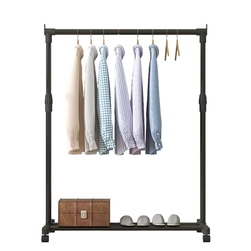 Teleskop-Kleiderständer, robuste Kleiderstange auf Rollen, 75–130 cm, höhenverstellbar, rollbarer Kleiderständer, Metall-Kleiderbügel mit Rädern, Kleiderständer für Mäntel, Hemden, Kleider