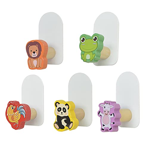 ysister Klebehaken Kinder 5 Stück Kleiderhaken für Kinder Klebehaken Funny Animals Kinderkleiderhaken Kindergarderobe Kinderzimmer Ohne Bohren für Mantel, Handtuch,Schlüssel,Taschen,Hüte