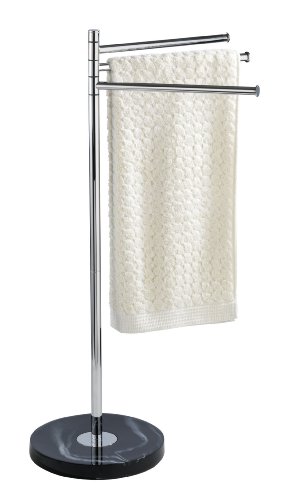 Wenko 18740100 Handtuch- und Kleiderständer Marmor - Polyresin, Chrom, 42.5 x 79 x 25 cm, schwarz