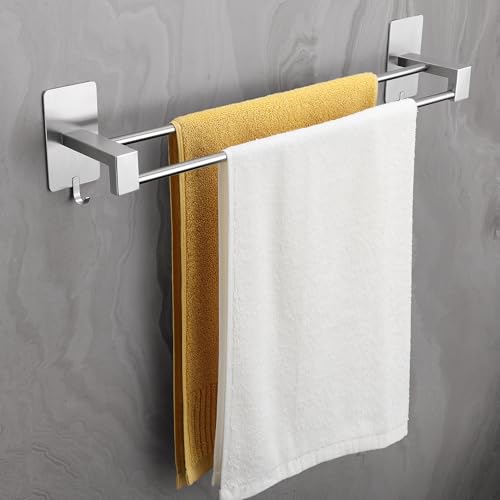 ALOCEO Handtuchhalter ohne Bohren 64CM, SUS304 Edelstahl Badetuchhalter Doppelt Selbstklebend Handtuchstange Wand für Badezimmer, Küche, Glasduschwand, Silber
