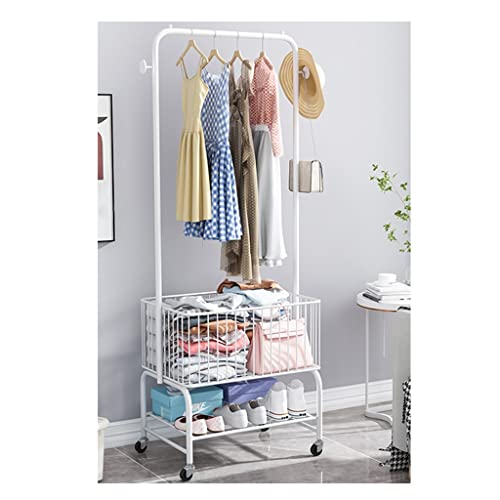 Kleiderstange aus Metall, strapazierfähig, zum Aufhängen von Kleidungsstücken, für gewerbliche Kleiderständer, Räder (Color : White, Size : 60 * 40 * 180cm)