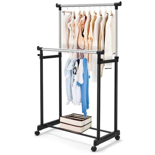 Kleiderständer auf Rollen Garderobenständer Kleiderwagen Höhenverstellbar 150cm