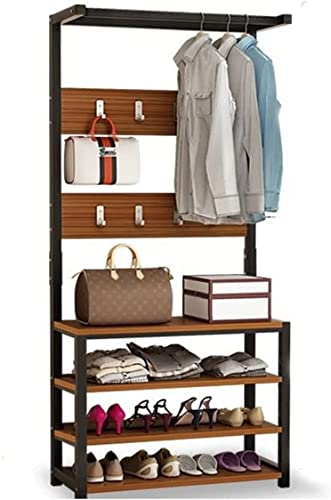 Garderobenständer, Kleiderständer, 3 Etagen, industrielles Retro-Lagerregal für Wohnzimmer, Schlafzimmer, Küche, Familie und Büro, Stabiler Holz- und Metallrahmen (Farbe: antikes S