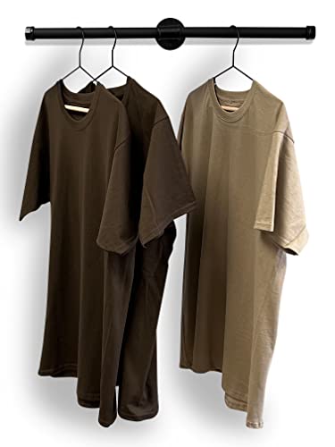 RSR Hangers Kleiderstange Garderobe Industrial Wandmontage Schwarz 60 cm | Garderobenstange | Ankleidezimmer | Schlafzimmer | Garderobe | begehbarer Kleiderschrank