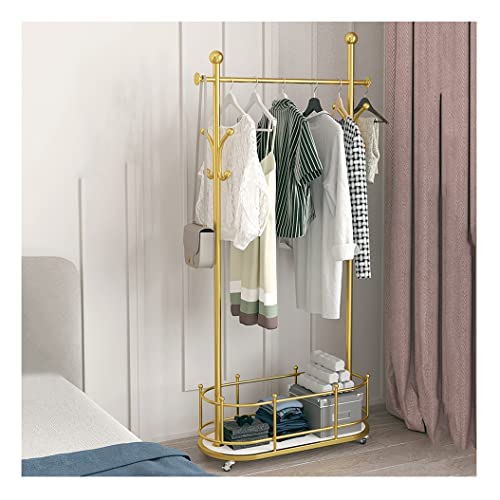 Garderobenständer, Kleiderständer auf Rädern, Kleiderständer mit Regalen und Haken, rollbare Kleiderstange zum Aufhängen von Kleidung, strapazierfähiger, tragbarer, gewerblicher Kleiderständer aus Met