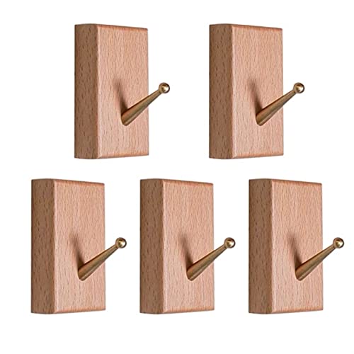 Kleiderhaken Holzhaken, leichte luxuriöse Kleidungshaken, Messing -Holzkleiderbügel, verwendet for Veranda, Schlafzimmer, Wohnzimmer -Kleiderregal Wandhalterung für Garderobenständer ( Color : Natural