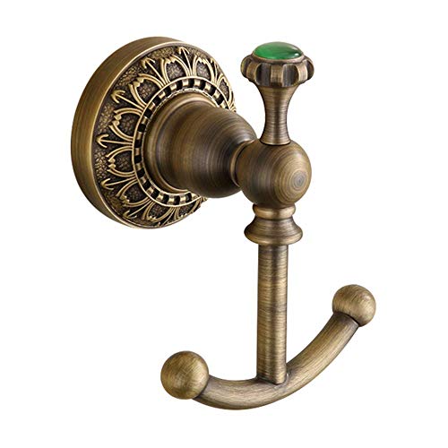 LINGOSHUN Mantel Rack Mantel Hut Stand Kleidungsständer, Doppelhaken Wand Antike Kupfer Mantel Haken Kleidung Rails Rack Für Eintritt Küche Badezimmer Schlafzimmer, Messing,Messing