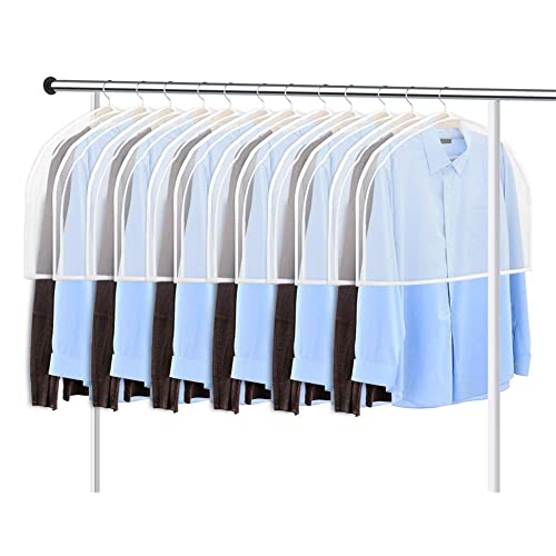 GARPROVM Kleidersäcke Transparent 12 STK, 60x46cm kleidersack kurz Staubdicht Kleidertasche für Anzug Mantel Hemde Trikot Rock, Kleiderschutz Schulter Bezug atmungsaktiv mottenfest Kleiderhülle