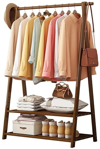 BICIBO Bambus-Massivholz-Aufhänger,multifunktionaler Wäscheständer,Innenaufbewahrung,Garderobe,Schuhregal für Schlafzimmer,Balkon,Veranda,Arbeitszimmer,Kleiner Kleiderbügel,3 Größen