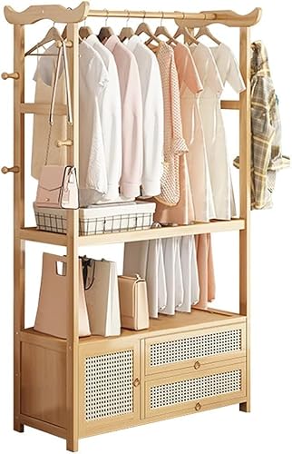 MAVERY Kleiderständer, großer Bambus-Garderobenständer, max. Belastung 100 kg, Hosenständer und Garderobenstange, multifunktional, für Wohnzimmer, Industrie-Schlafzimmer, 80 x 30 x 170 cm