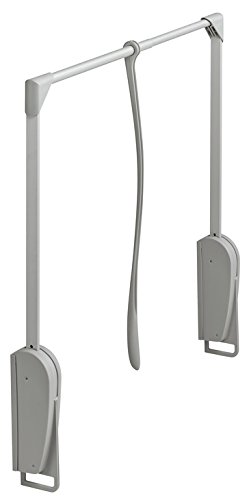 Gedotec Schrank-Lift mit Soft-Close Dämpfung Wardrobelift für Wandmontage Kleiderlift Kleiderstange | Kleiderlüfter klappbar grau | breitenverstellbar 620-950 mm | 1Stück