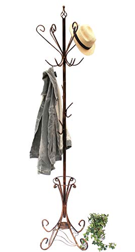 DanDiBo Kleiderständer Metall 210 cm Art.156 Garderobe Garderobenständer Antik Schirmständer Eisen Kleiderständer (Kupfer Schwarz Antik)
