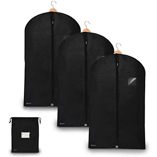 Bruce. ® 3 x Premium Kleidersack inkl. Schuhbeutel | 100 x 60 cm | Optimierte Materialstärke von 120 GSM | Hochwertige Kleiderhülle für Anzug und Kleid | Atmungsaktive Anzugtasche für Reisen