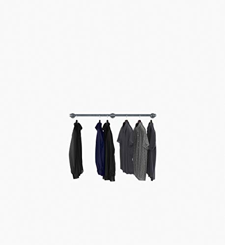 KWERQUS | Jamie II - Wandmontierte Kleiderstange | Garderobenstange Vintage | Stabile Industrial Design Kleiderstange | Kleiderständer aus Metallrohren | Kleiderstange schwarz