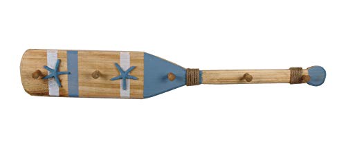 Maritime Hakenleiste Handtuchhaken Paddel aus Holz mit 5 Haken 77 x 12cm