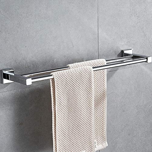 HONPHIER® Handtuchhalter Chrom Handtuchstangen Edelstahl Doppelstange Handtuchstange Bad 60cm, Handtuchhalter für Badezimmer Küchen Toilette