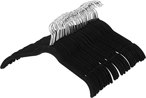 AmazonBasics Kleiderbügel für Hemd / Kleid, mit Samt überzogen, 50er-Pack, Schwarz