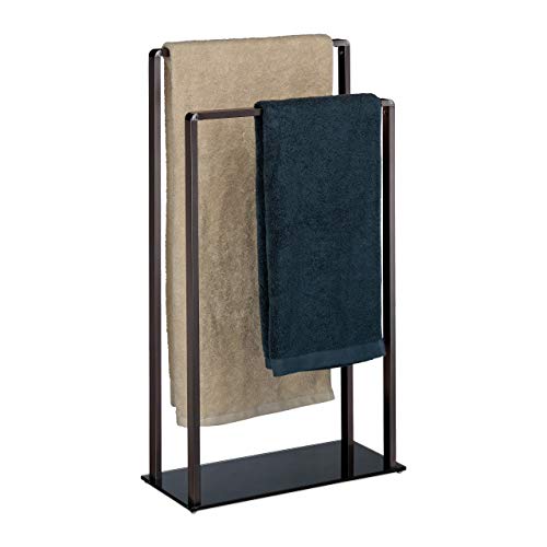 Sealskin Brix Handtuchst/änder schwarz Handtuchhalter mit einer stilvollen Kombination aus modernem Metall und nat/ürlichem Holz