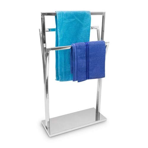 Handtuchständer freistehender Handtuchhalter in Edelstahl-Optik mit Handtuchstangen als Badehandtuchhalter und kleiner Kleiderbutler,KS-M9045