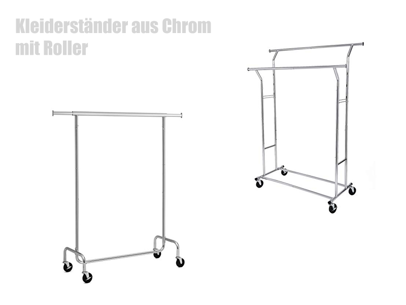 Kleiderständer aus Chrom mit Rollen